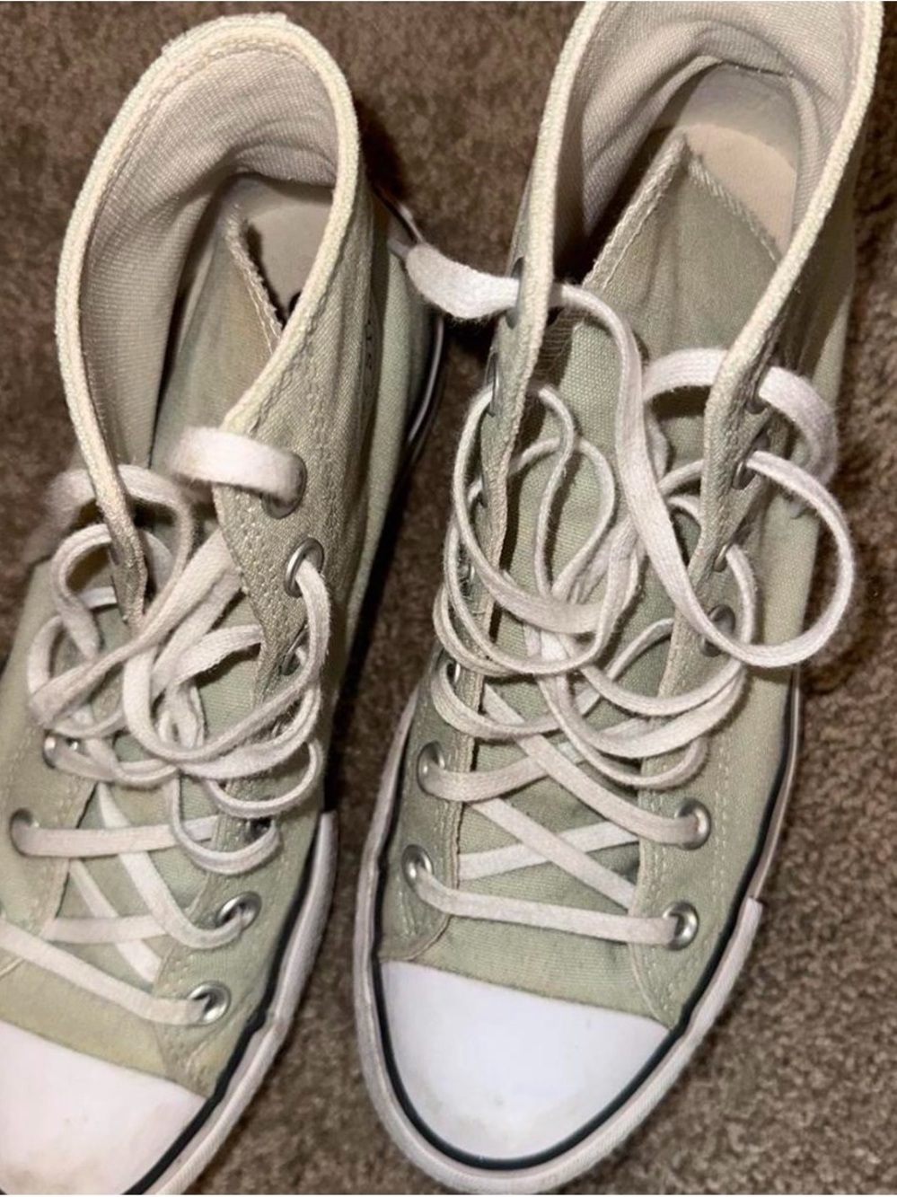Converse Women's High-Top Sneakers in Sage Green and White - Picture 2 of 3